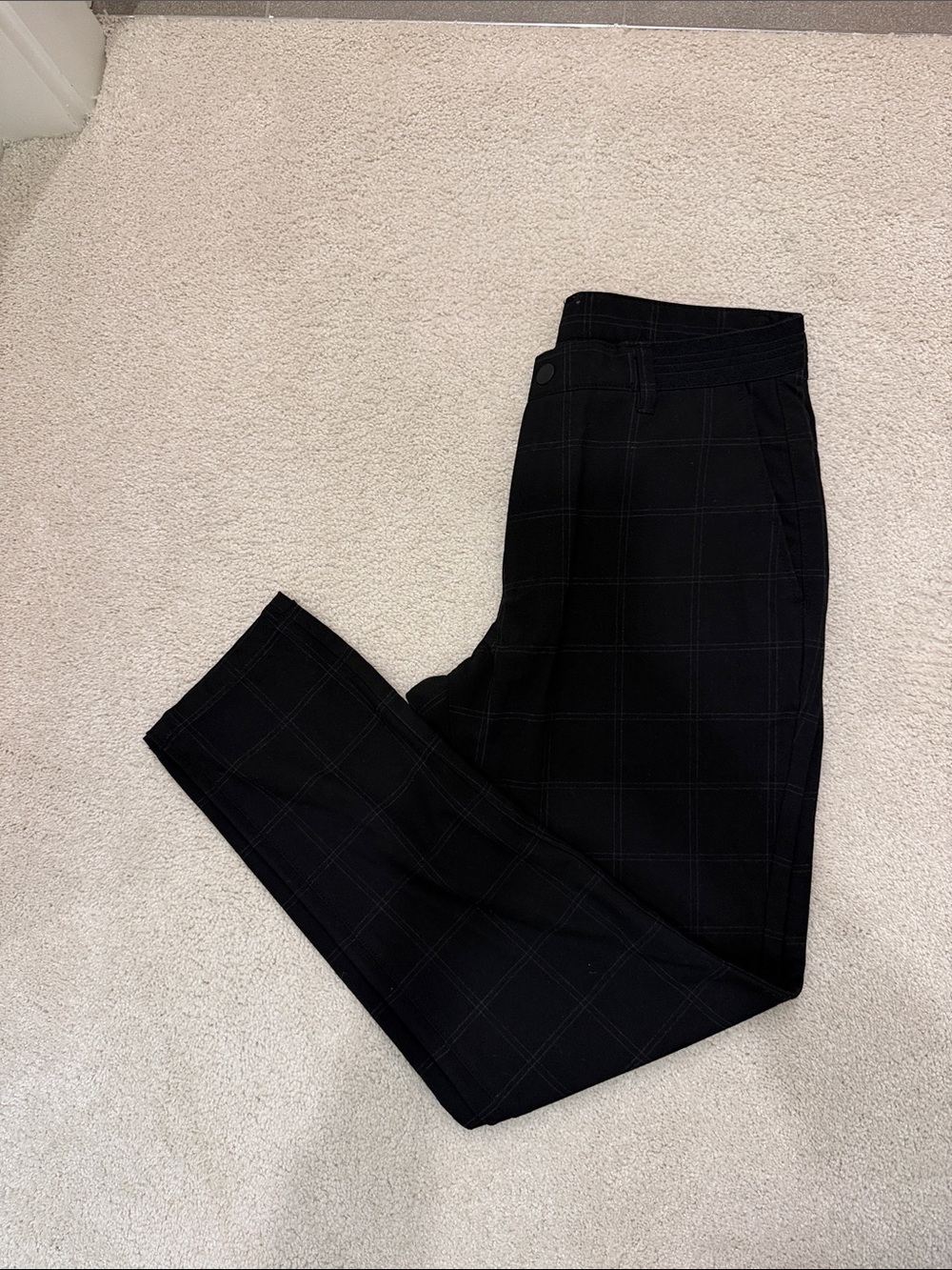 Zara Men's Black Windowpane Slim Dress Pants